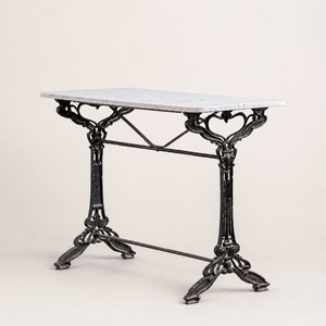 Antique Art Nouveau French Bistro / Garden Table with Carrara Marble Top