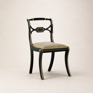 Regency Style Chair With Black Lacquer & Gilt work Patina