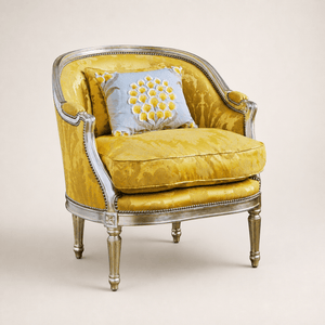 Silver Gilt Wood Hollywood Regency Style Marquise Armchair