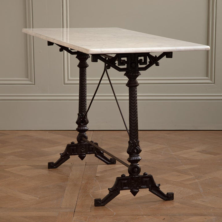 Art Nouveau Cast Iron Bistro Table/Garden Table with Carrara marble top - La Maison London