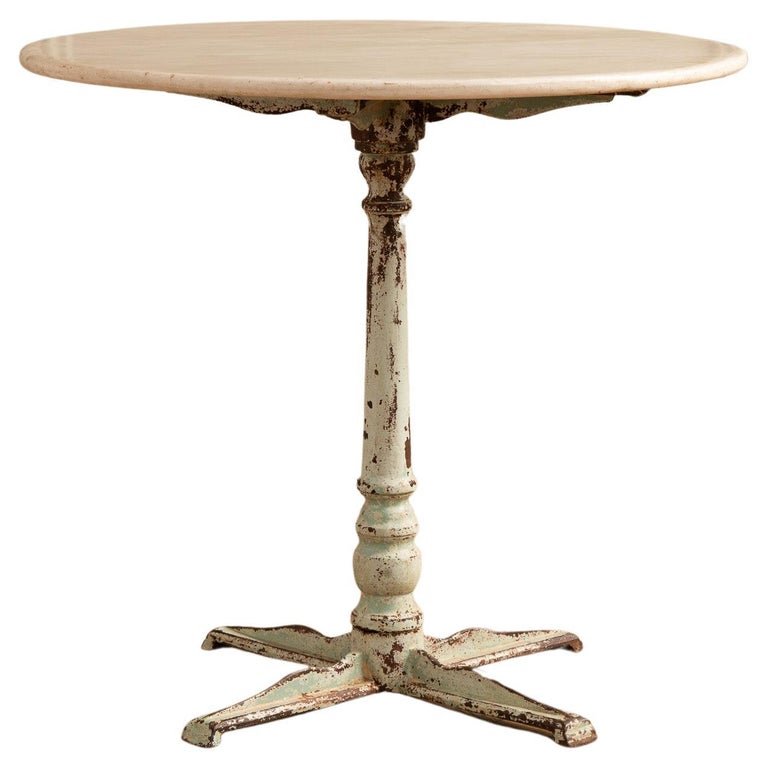 Cast Iron round French Bistro table/Garden table with Marble top - La Maison London