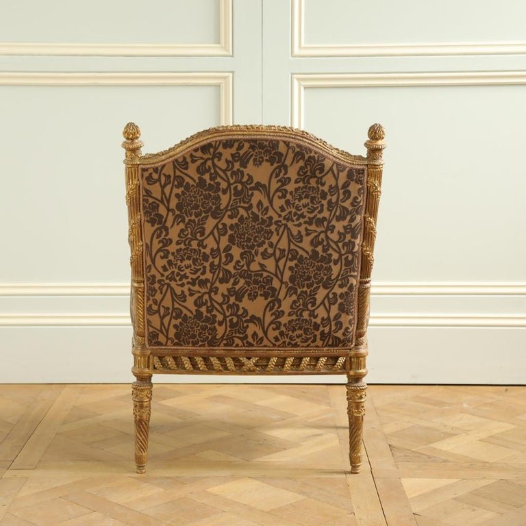 Finely Carved Louis XVI Style Giltwood Armchair - La Maison London