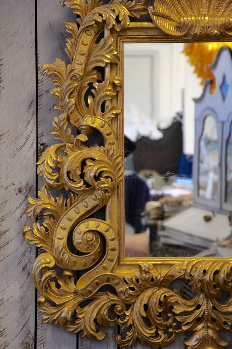 Hand Carved, Baroque Style Mirror, Gilt in 23.75-Karat Gold - La Maison London