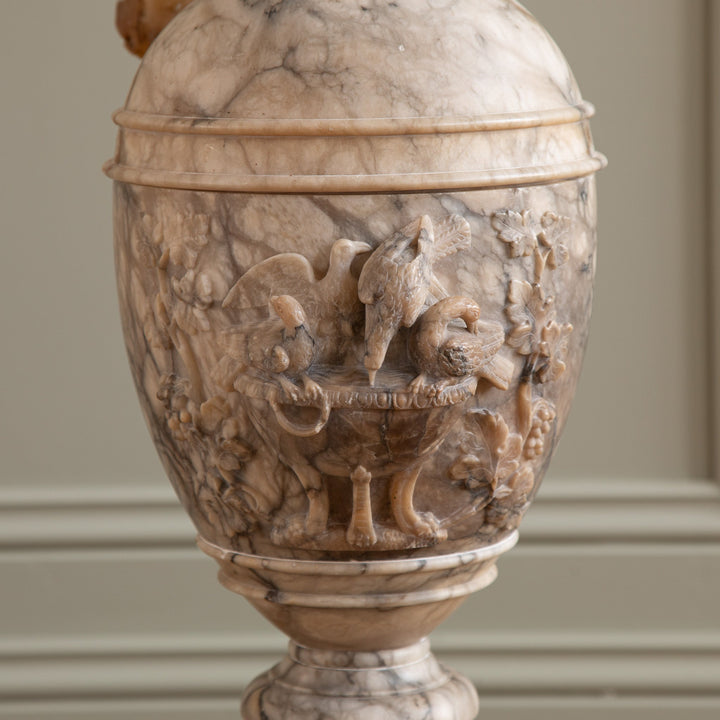 Large 19th Century Decorative Pair Of Alabaster Marble Jugs/Pitchers On Plinths - La Maison London