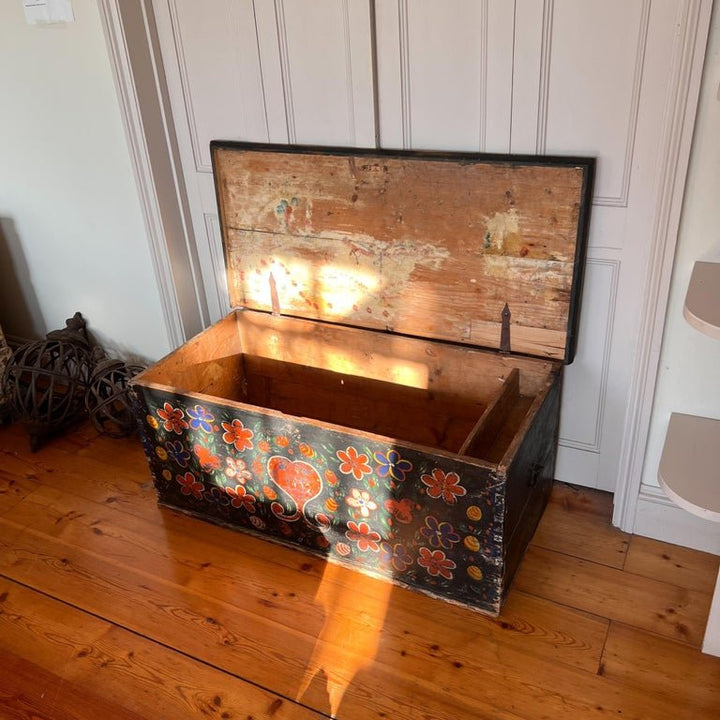 Late 19 C Hand Painted Chest from Brittany, France - La Maison London