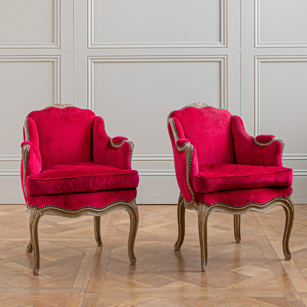 Pair of antique Louis XV style Bergere Armchairs - La Maison London