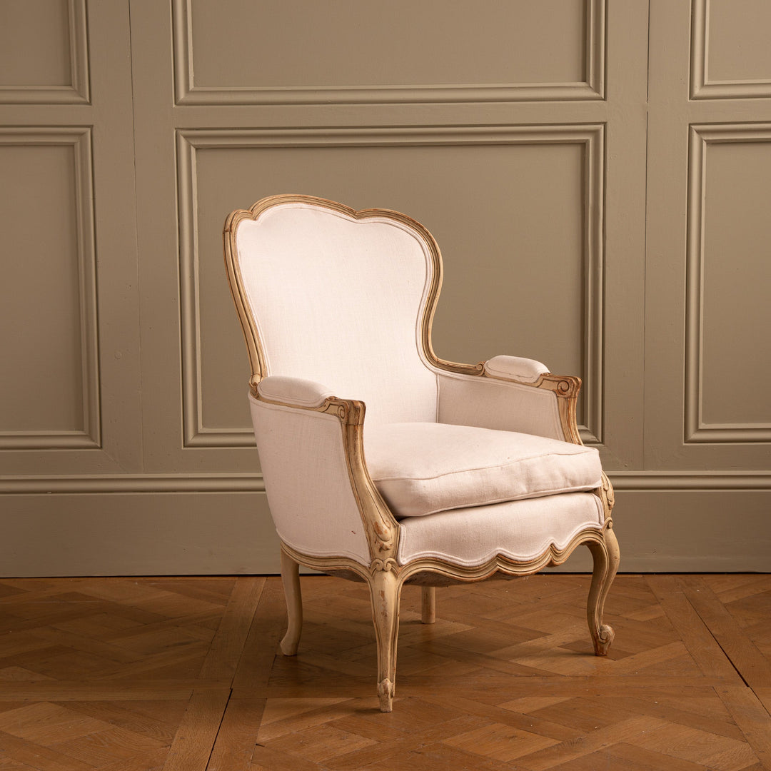 Swedish Gustavian Arm Chair Circa Early 1900''s Painted Warm White - La Maison London