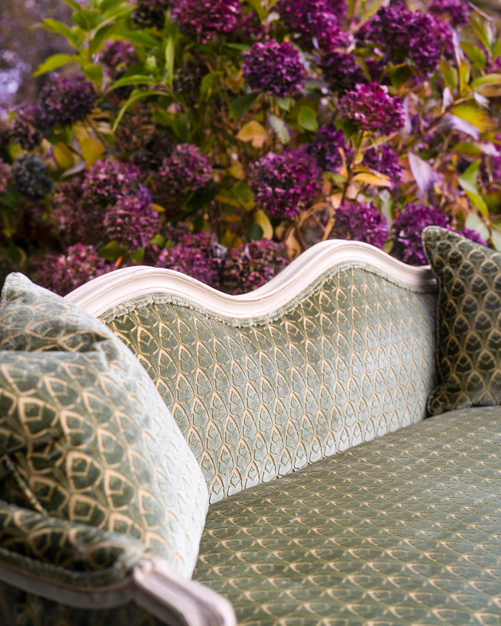 Modern French Louis XV Style Hand-Carved Painted Sofa