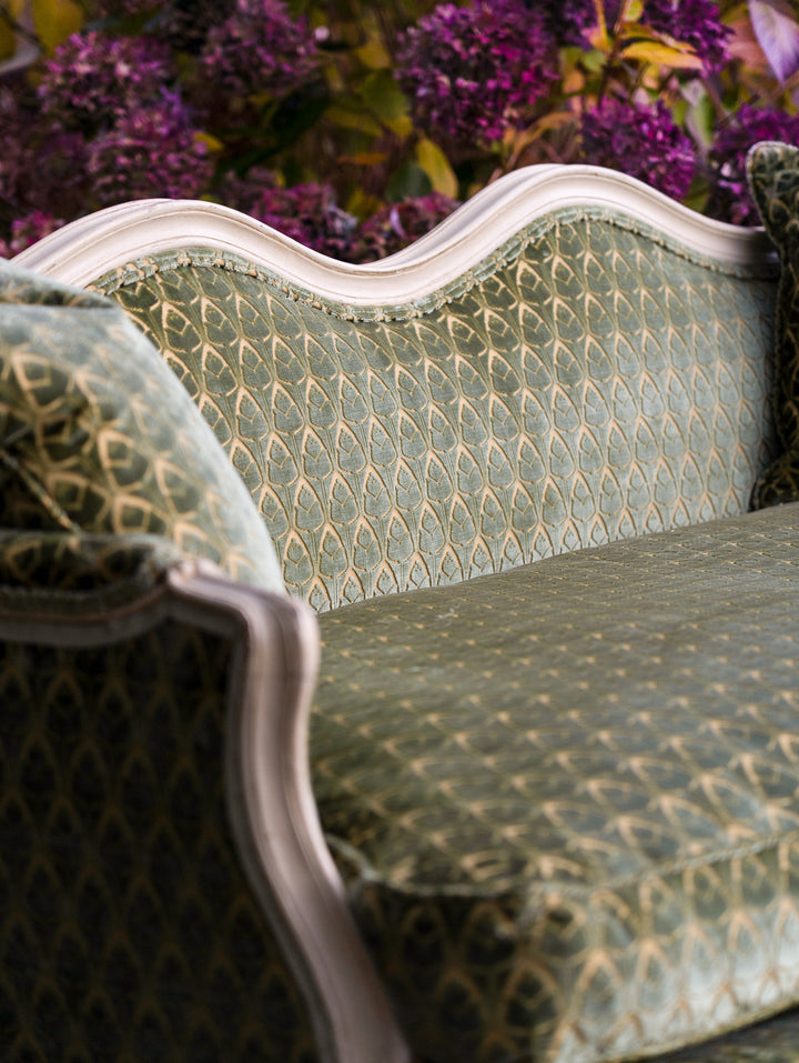 Modern French Louis XV Style Hand-Carved Painted Sofa