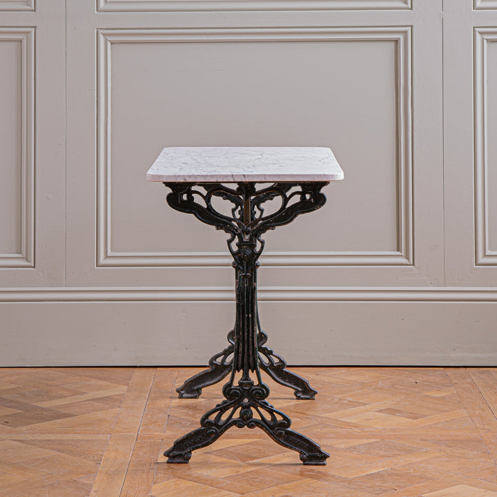 Antique Art Nouveau French Bistro / Garden Table with Carrara Marble Top