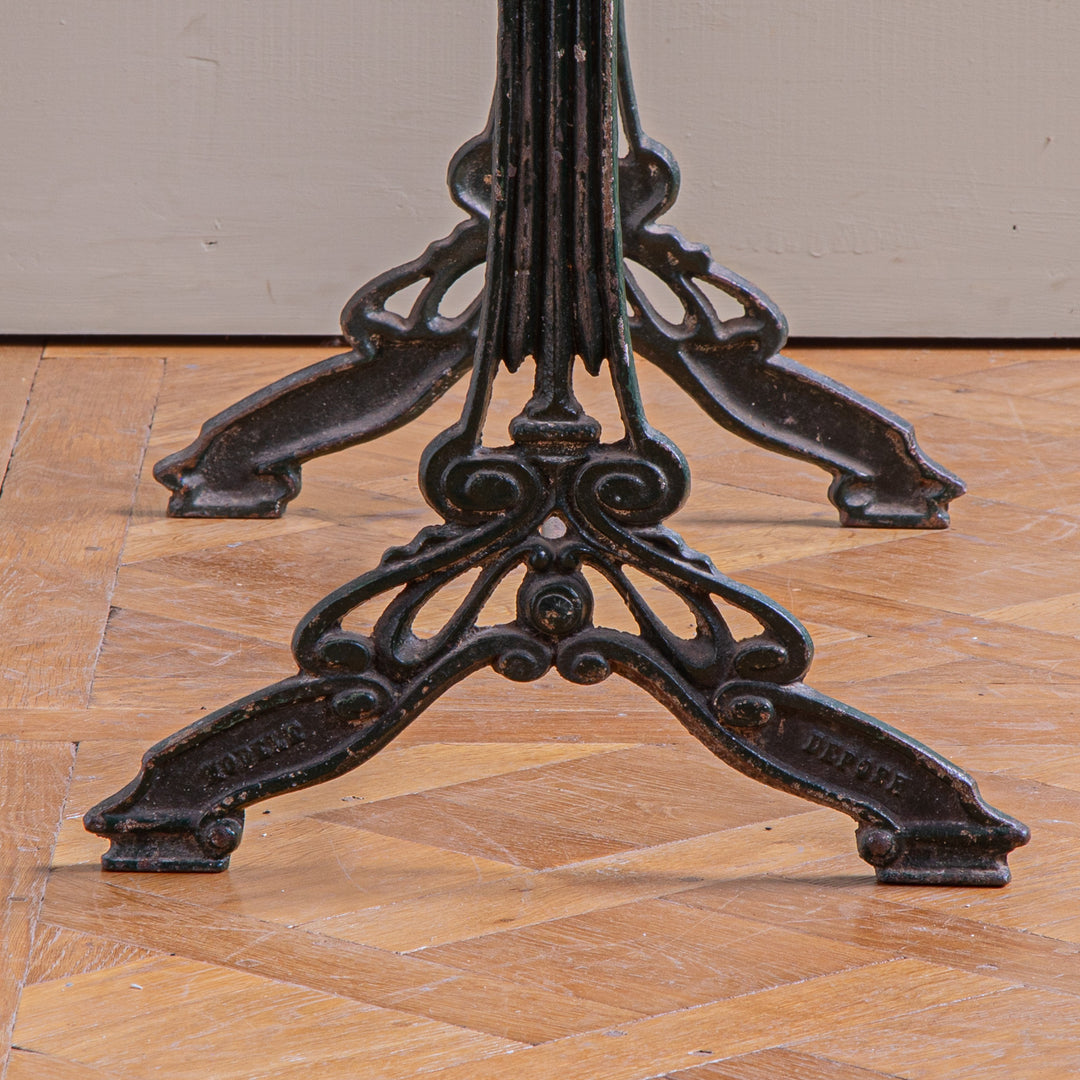 Antique Art Nouveau French Bistro / Garden Table with Carrara Marble Top