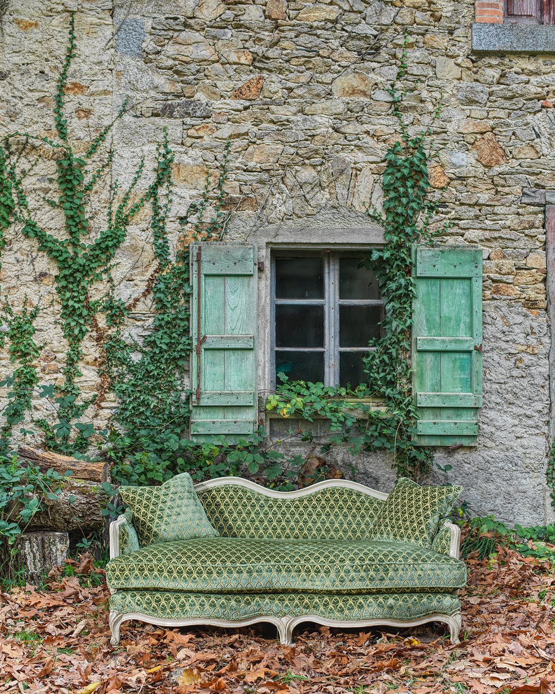 Modern French Louis XV Style Hand-Carved Painted Sofa