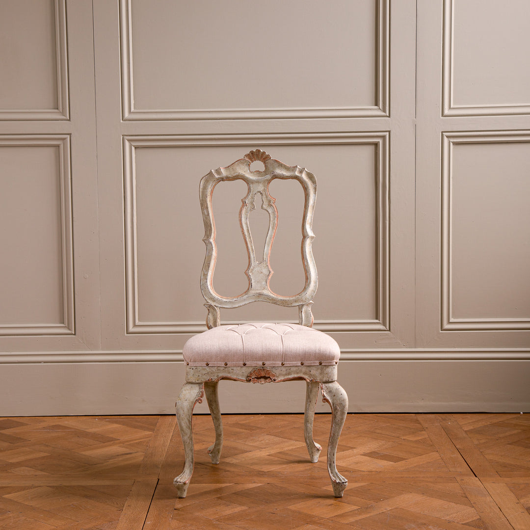 Set of 6 Early 20th Century Italian Dining Chairs with Rococo Features