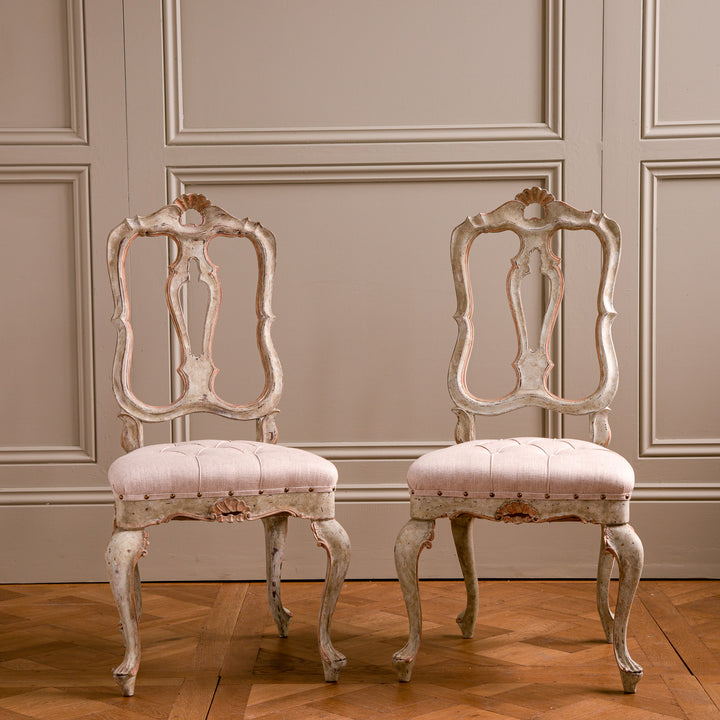 Set of 6 Early 20th Century Italian Dining Chairs with Rococo Features