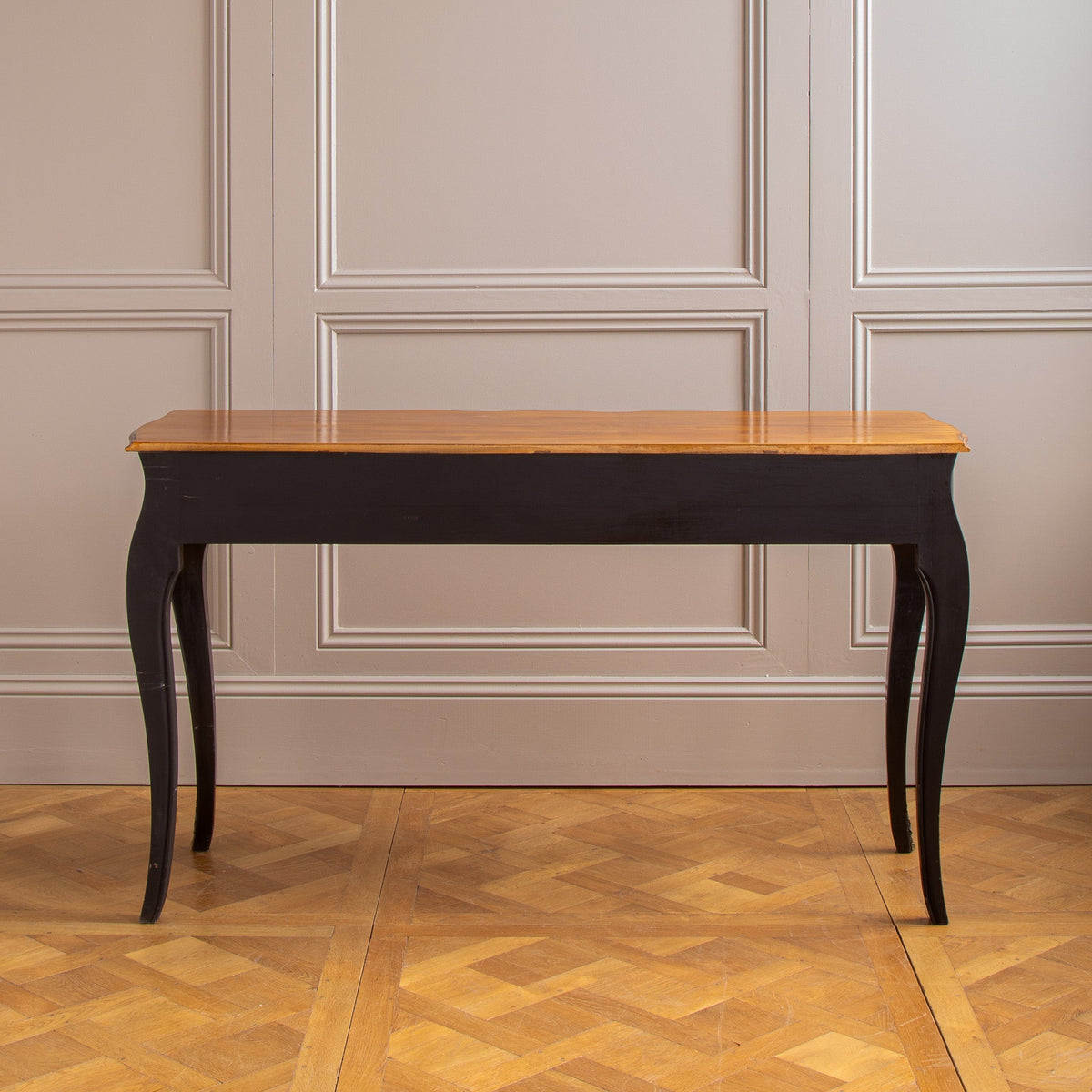 A Louis XV Style Console with Black Lacquer & Walnut Finish - La Maison London