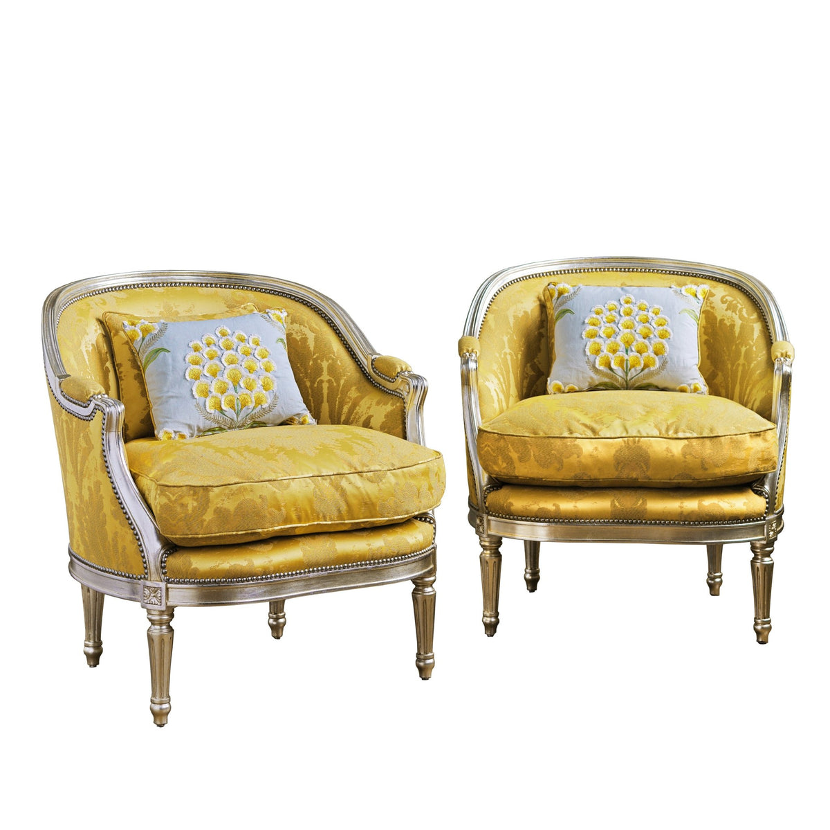 A Silver Gilt Wood Hollywood Regency Style Marquise Armchair - La Maison London