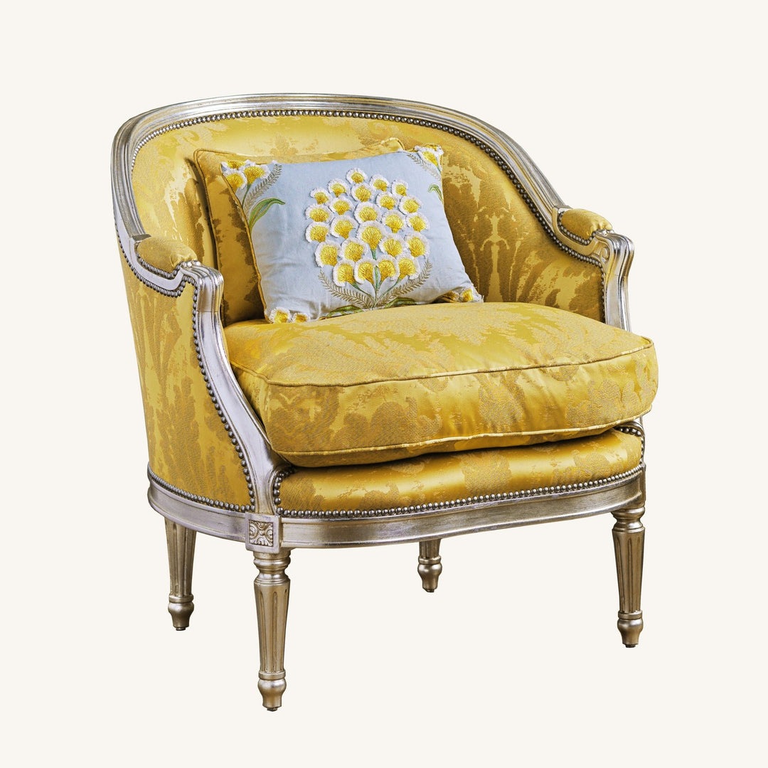 A Silver Gilt Wood Hollywood Regency Style Marquise Armchair - La Maison London