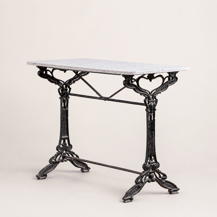 Antique Art Nouveau French Bistro / Garden Table with Carrara Marble Top - La Maison London