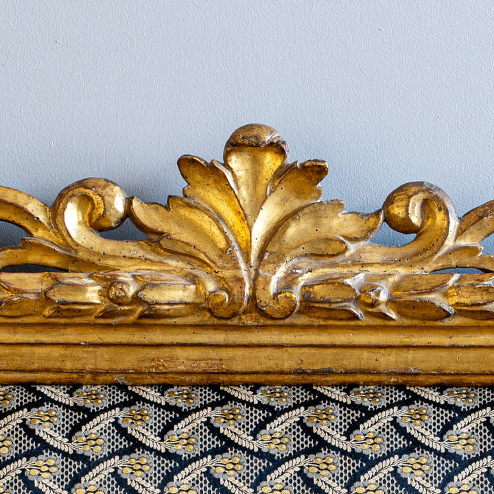 Antique French Louis XVI Style Giltwood Upholstered Headboard - La Maison London