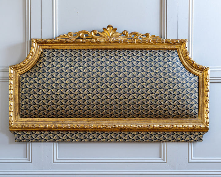 Antique French Louis XVI Style Giltwood Upholstered Headboard - La Maison London