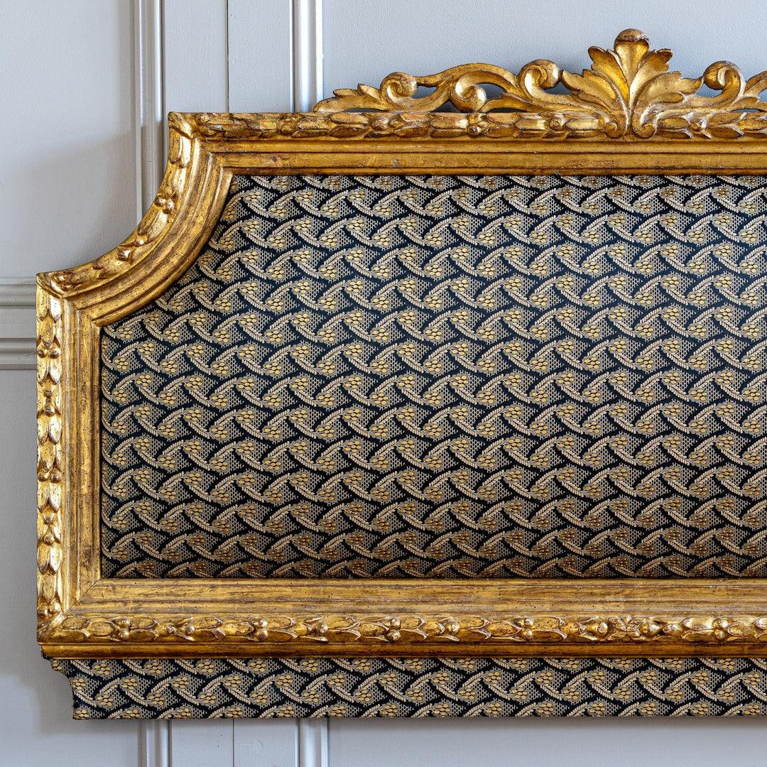 Antique French Louis XVI Style Giltwood Upholstered Headboard - La Maison London