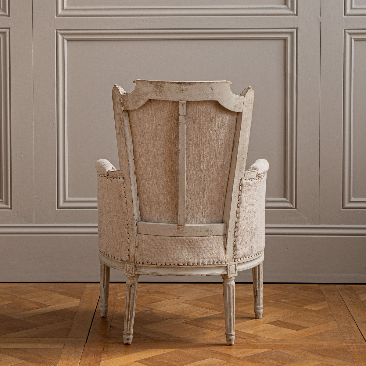 Antique White Bergere Armchairs Late 19th century French Armchairs - La Maison London