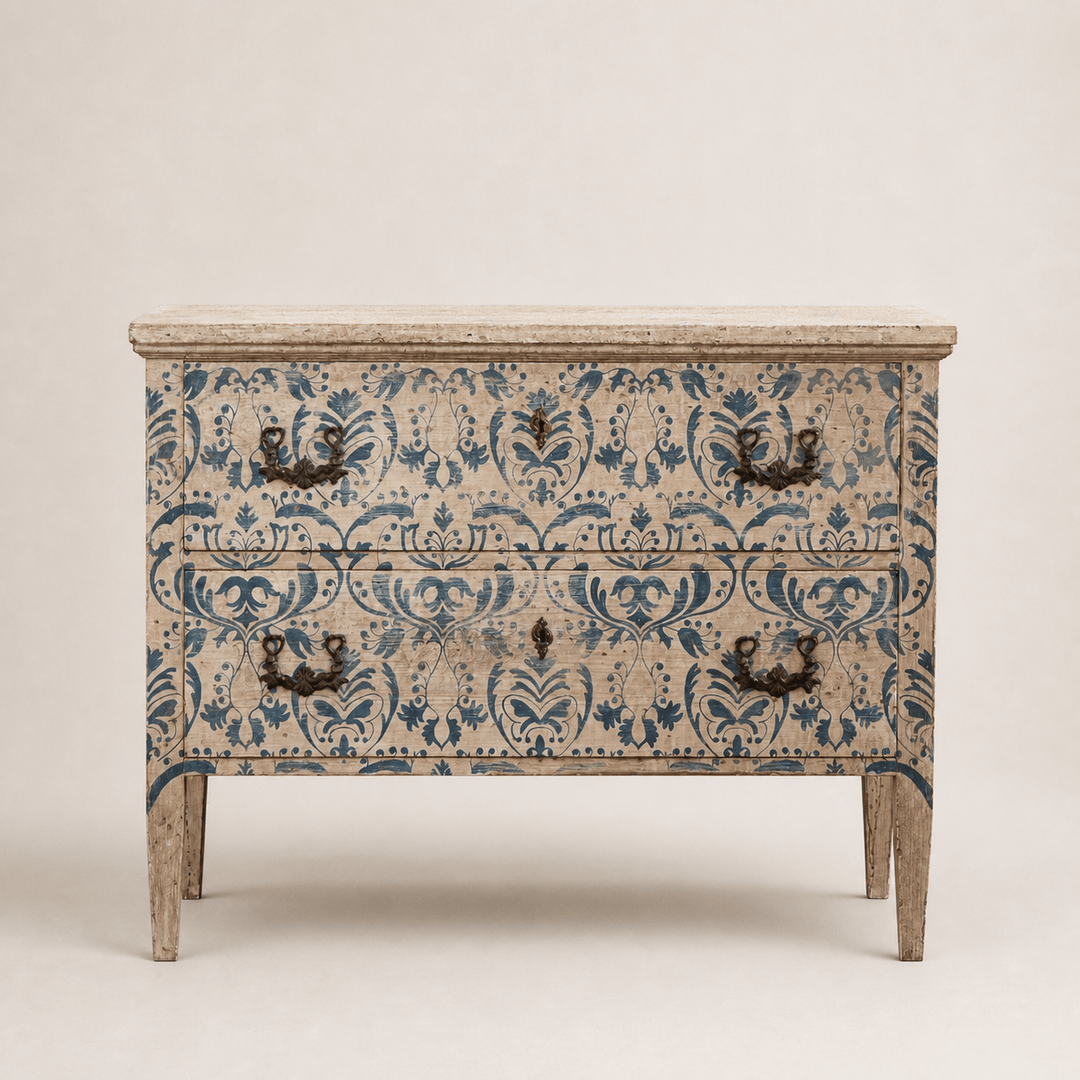 Blue & White Florentine Style Hand Painted Italian Chest Of Drawers/Commode - La Maison London