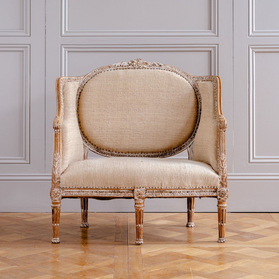 C.1860 Louis XVI Revival French Marquise Chair (Wide Bergere), Second Empire - La Maison London