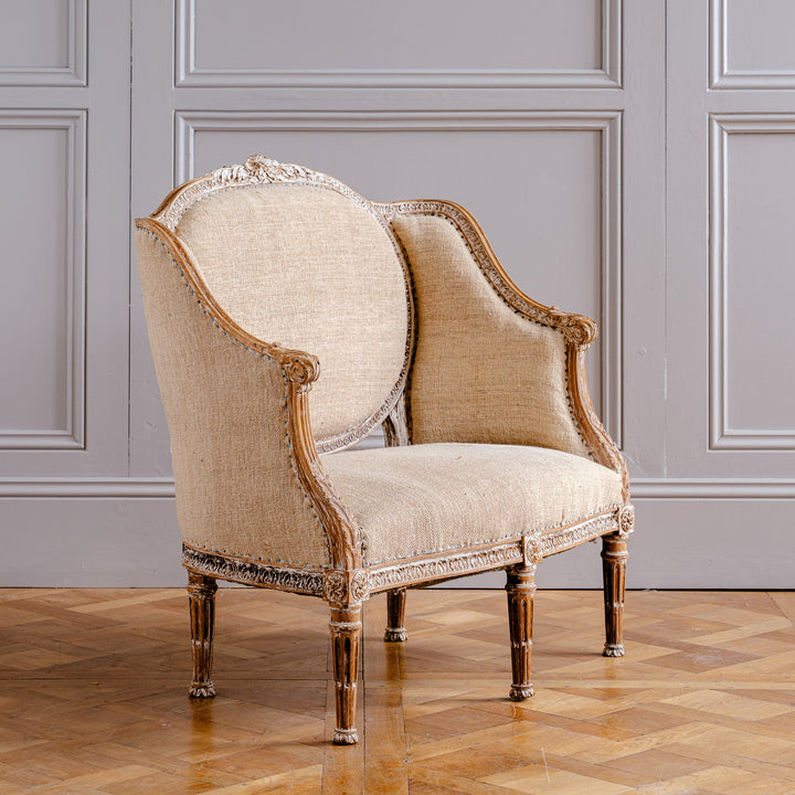 C.1860 Louis XVI Revival French Marquise Chair (Wide Bergere), Second Empire - La Maison London