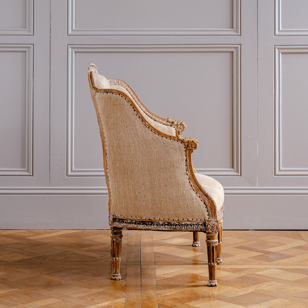 C.1860 Louis XVI Revival French Marquise Chair (Wide Bergere), Second Empire - La Maison London