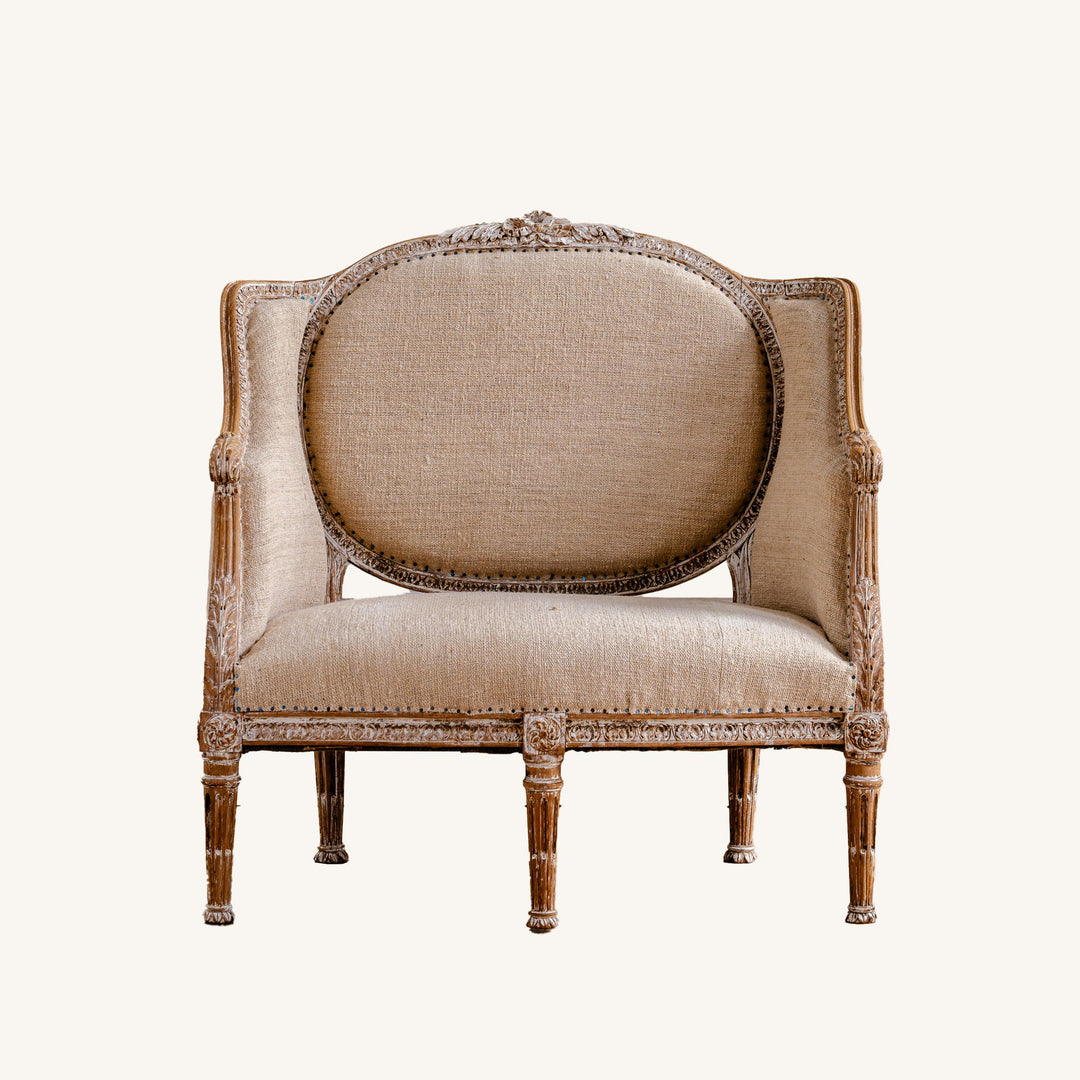 C.1860 Louis XVI Revival French Marquise Chair (Wide Bergere), Second Empire - La Maison London