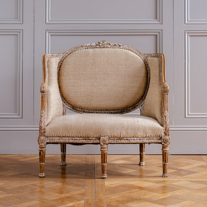 C.1860 Louis XVI Revival French Marquise Chair (Wide Bergere), Second Empire - La Maison London