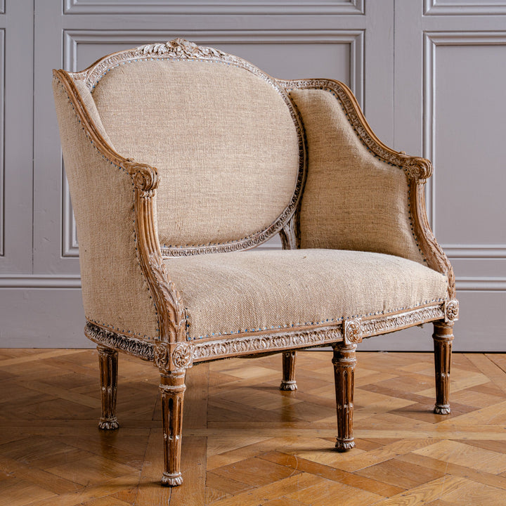 C.1860 Louis XVI Revival French Marquise Chair (Wide Bergere), Second Empire - La Maison London