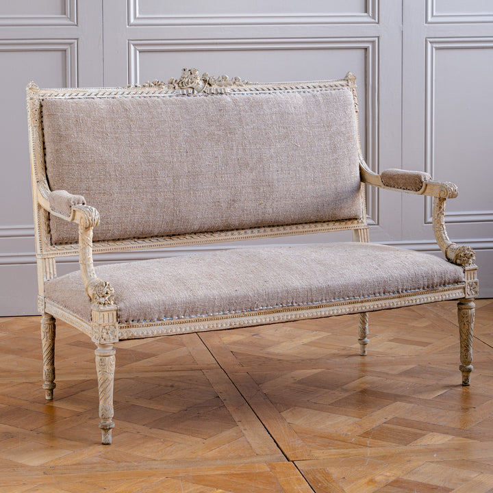 C.1860 Louis XVI Revival French Straight - Back Sofa/ Settee, Second Empire - La Maison London