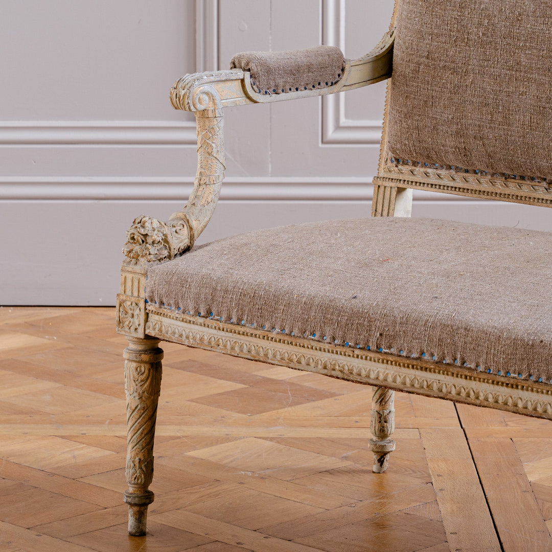 C.1860 Louis XVI Revival French Straight - Back Sofa/ Settee, Second Empire - La Maison London