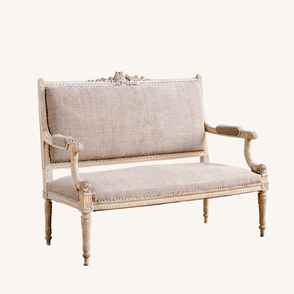 C.1860 Louis XVI Revival French Straight-Back Sofa/ Settee, Second Empire