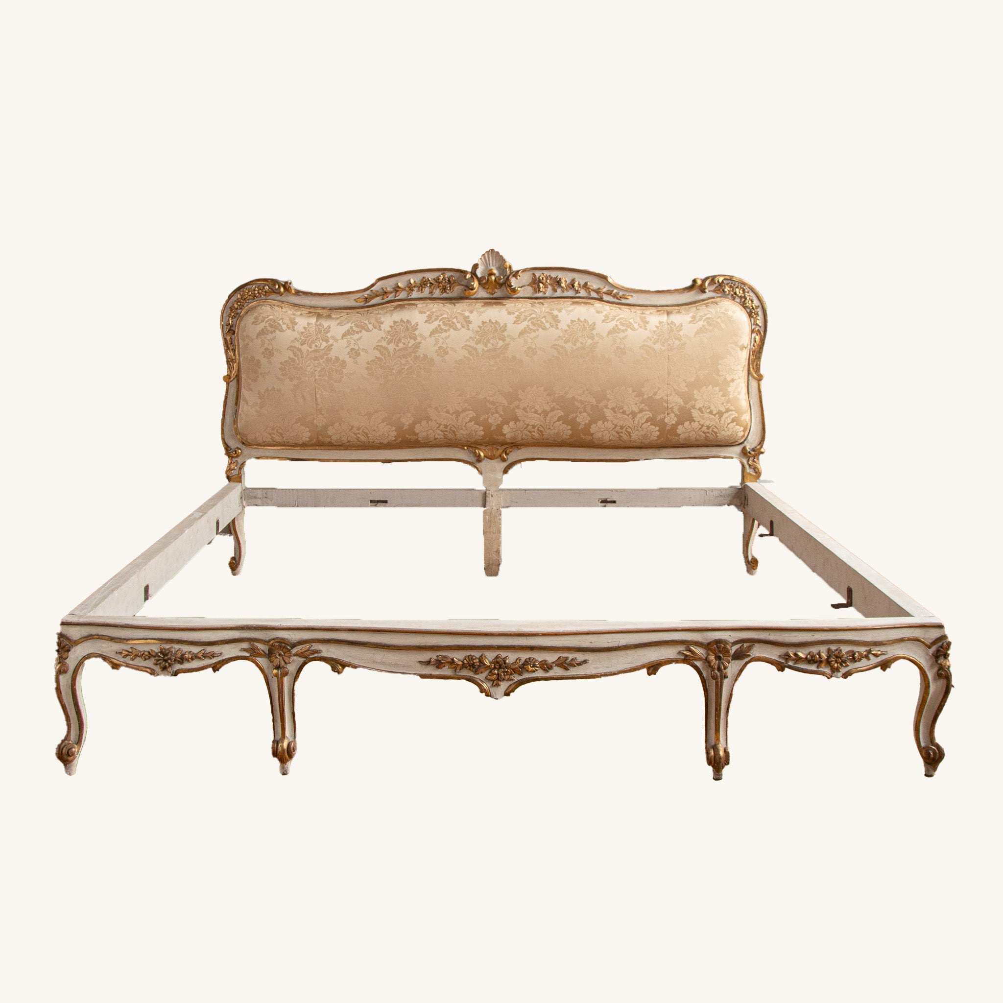 Early 19 C. Large Italian Rococo Style Bed Hand Painted with Gilt Work ...