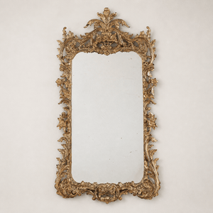 Early 1900’s Florentine rococo Style Silver Giltwood mirror