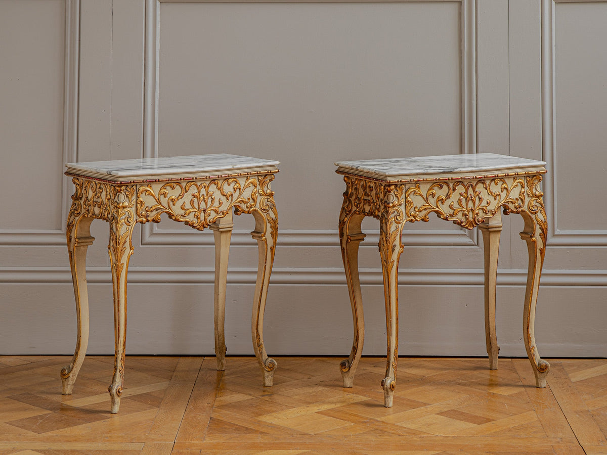 Early 1900's Venetian Style Painted with Giltwood Bedside Tables From Italy - La Maison London