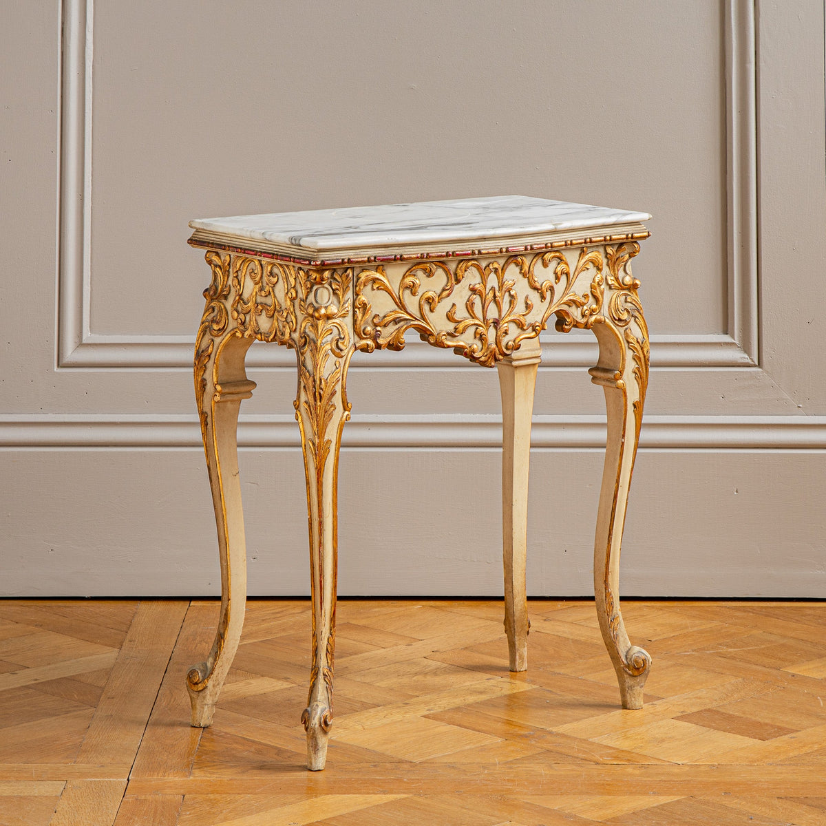 Early 1900's Venetian Style Painted with Giltwood Bedside Tables From Italy - La Maison London