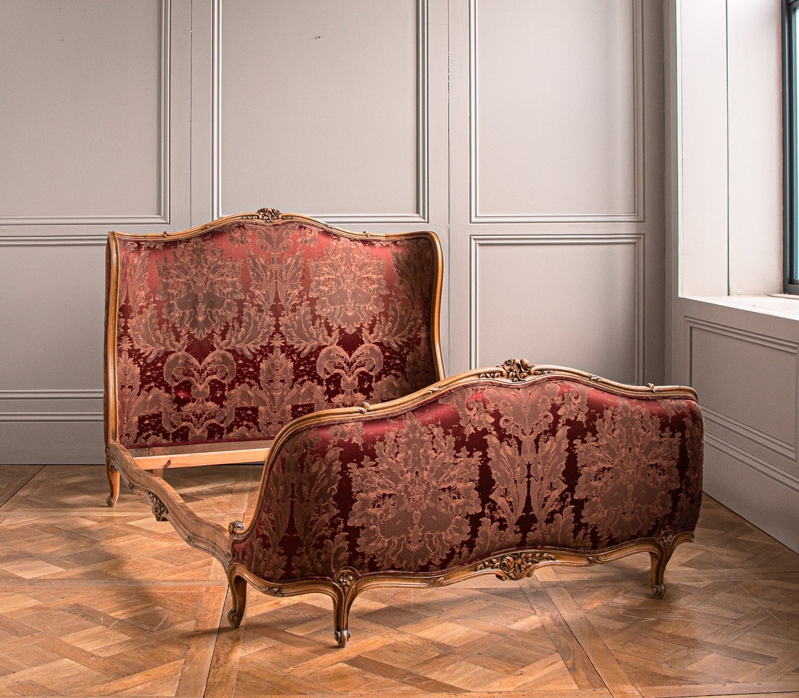 Early 20th Century French Antique Walnut Bed With Curved Ends - La Maison London