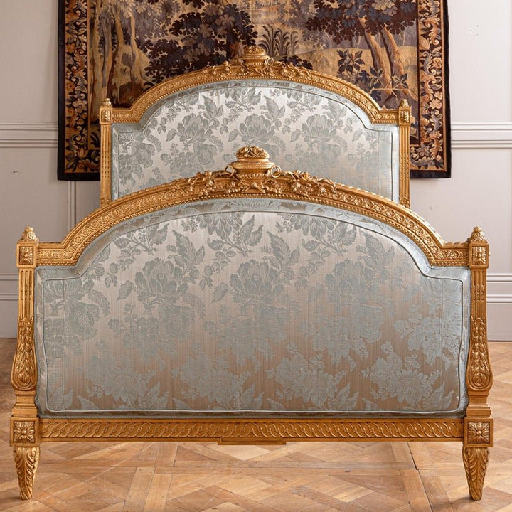 Fontainebleau French Louis XVI Style Hand-Carved Giltwood Bed - La Maison London