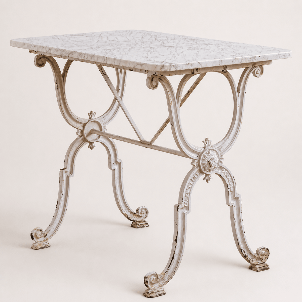 French Antique cast Iron & Marble Bistro Table by Clermont Fils - La Maison London