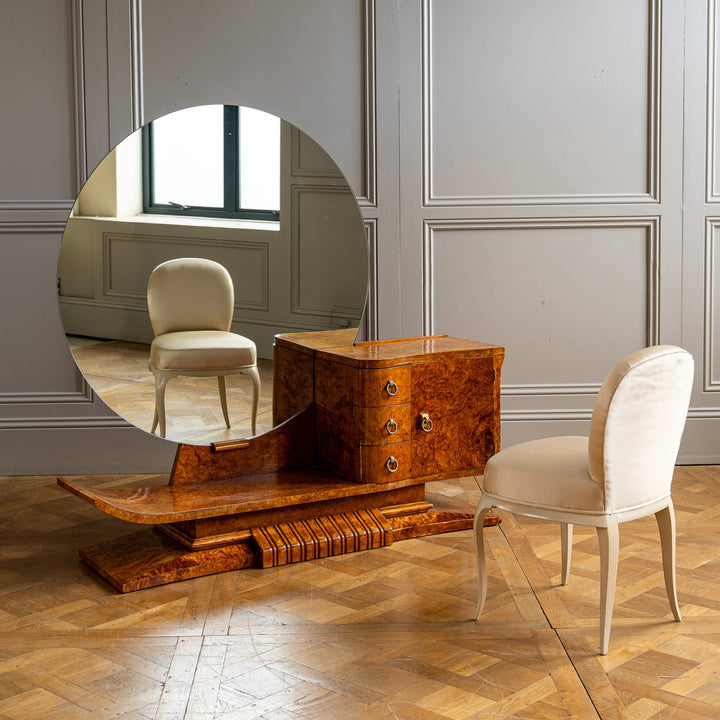 French Art Deco Burr Elm Sculptural Asymmetrical Dressing Table C.1930 - La Maison London