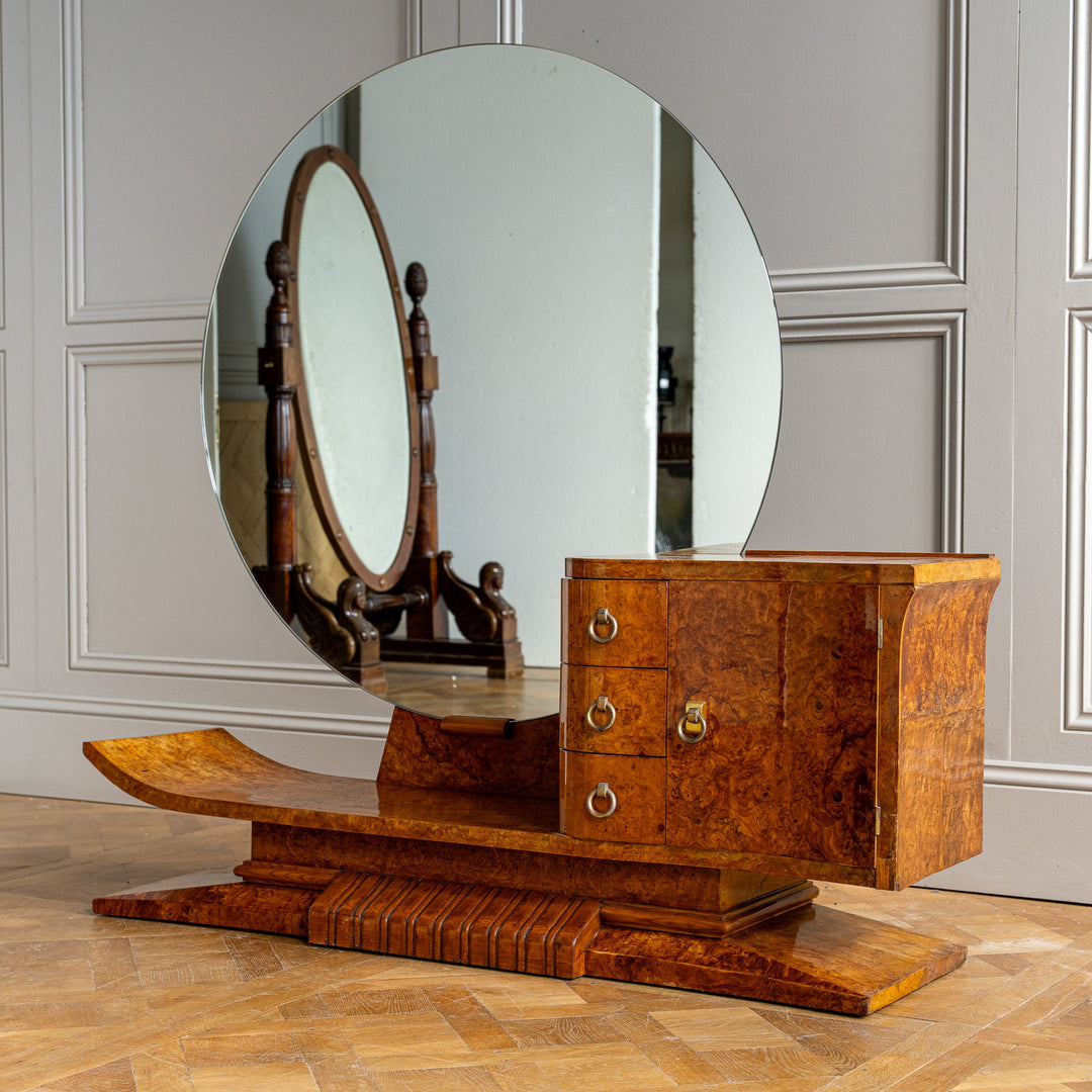 French Art Deco Burr Elm Sculptural Asymmetrical Dressing Table C.1930 - La Maison London