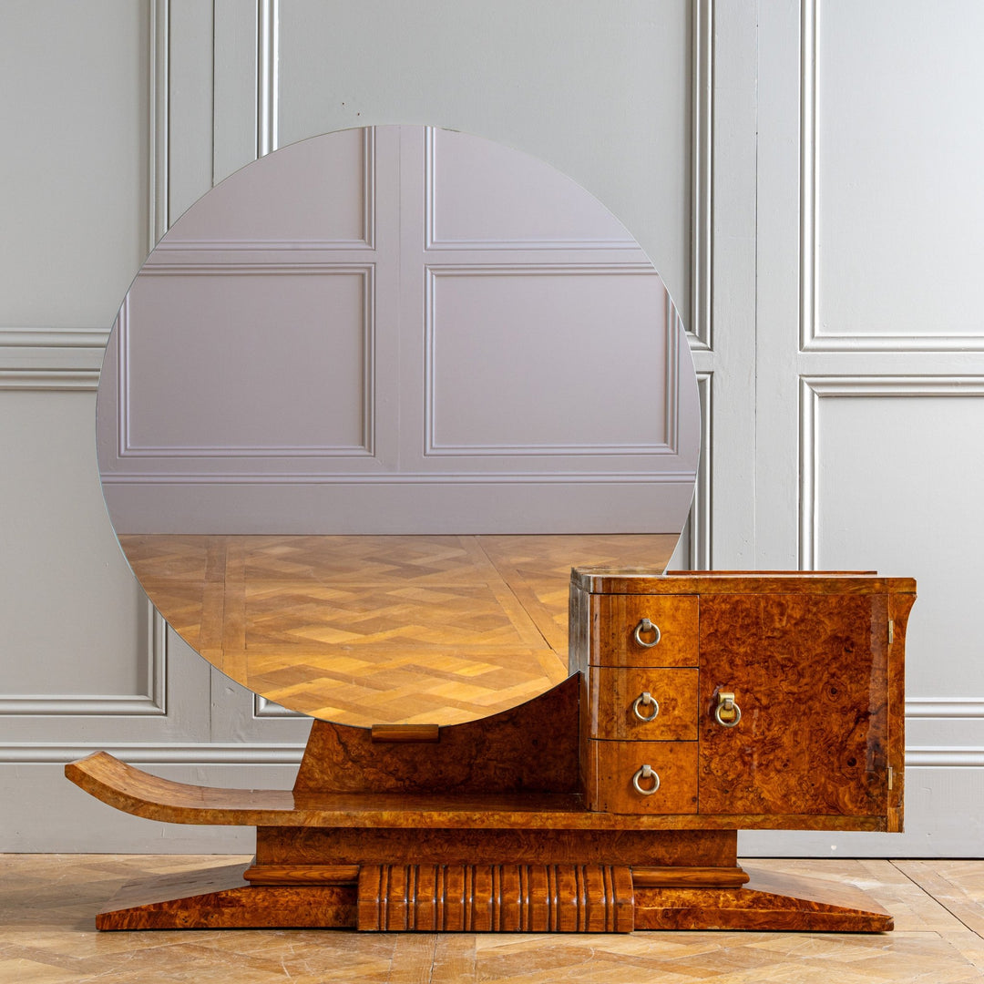 French Art Deco Burr Elm Sculptural Asymmetrical Dressing Table C.1930 - La Maison London