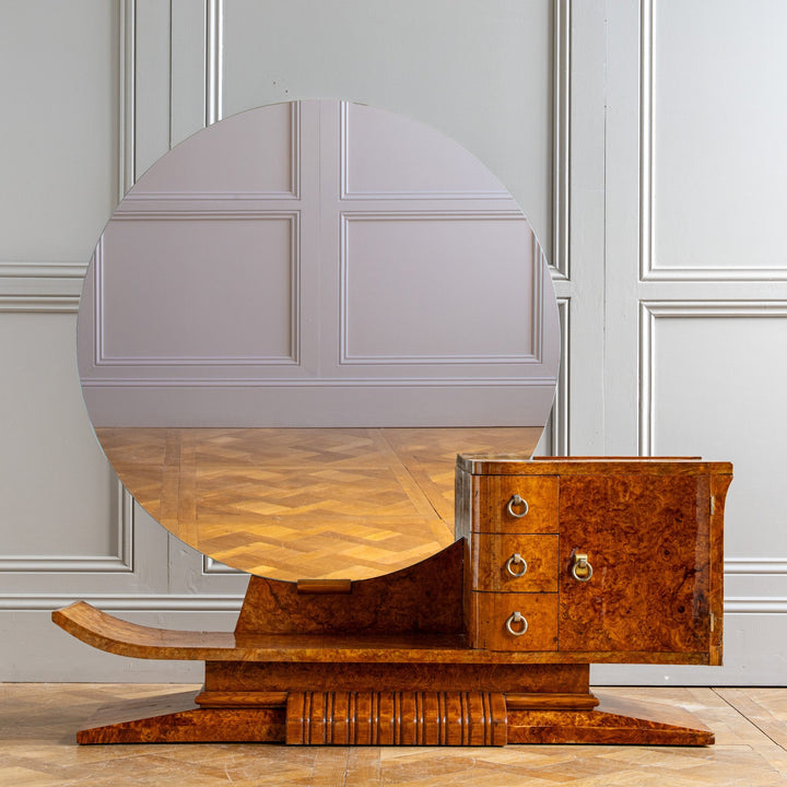 French Art Deco Burr Elm Sculptural Asymmetrical Dressing Table C.1930 - La Maison London