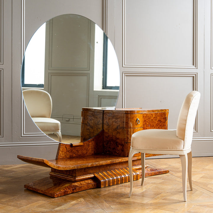 French Art Deco Burr Elm Sculptural Asymmetrical Dressing Table C.1930 - La Maison London
