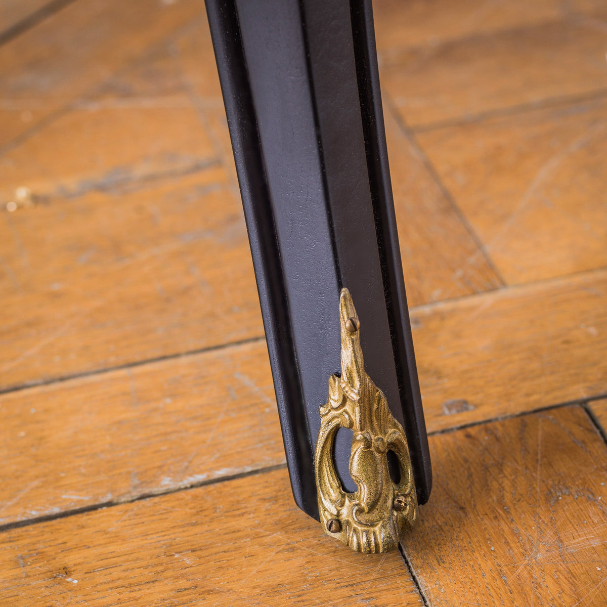 French Louis XV - Style Black Lacquer Desk with Custom Leather Top - La Maison London