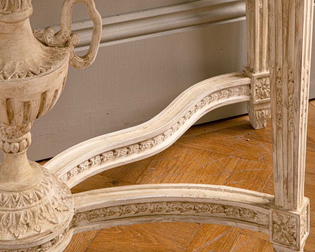 French Louis XVI Style Demi - Lune Console With Marble - La Maison London